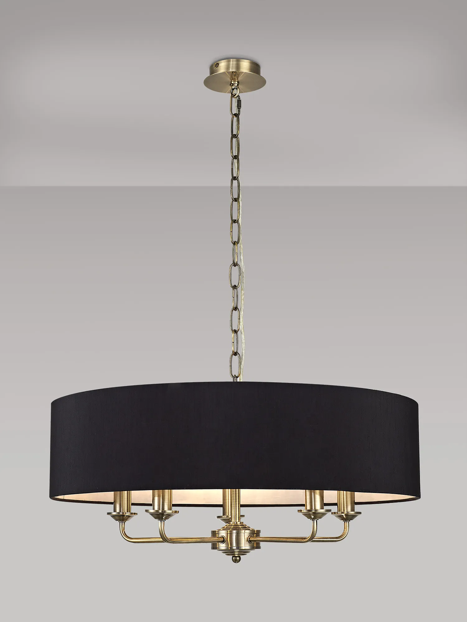 Banyan 60cm 5 Light Pendant Antique Brass; Black DK0034  Deco Banyan AB BL